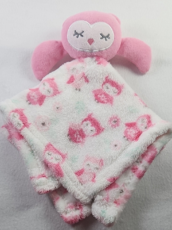 le Bebe Favorite Other - Plush Pink Owl Security Lovey Minky Blanket - Soft Snuggle Toy
